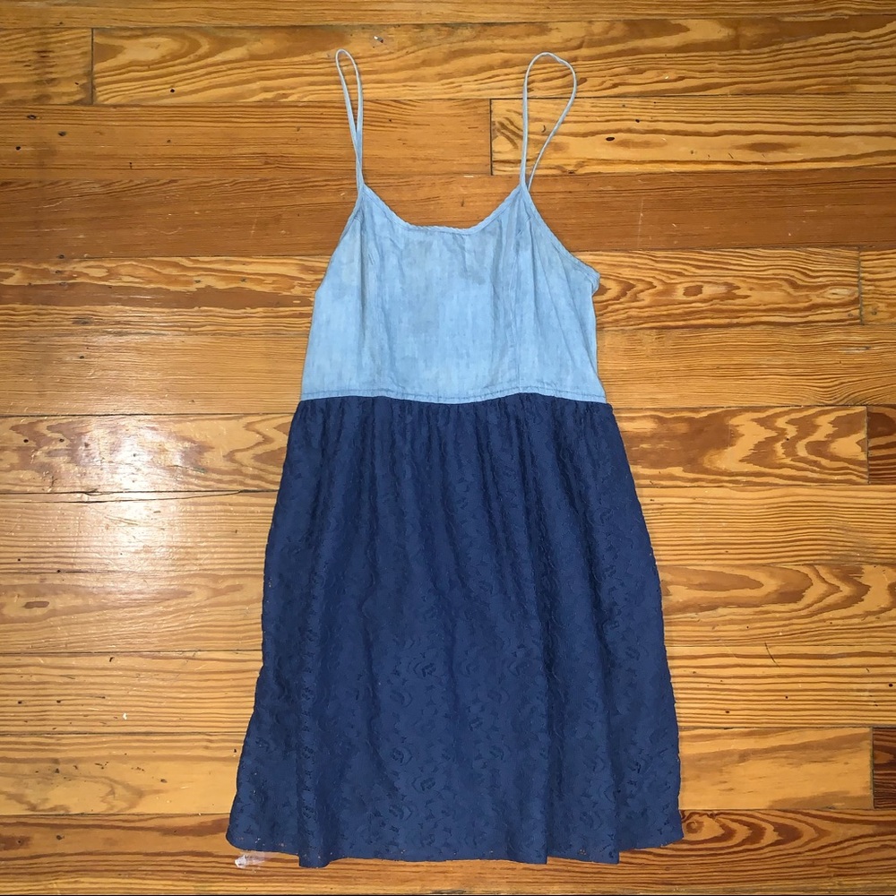 Lacey Denim & Navy Blue Dress